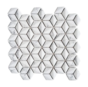 Arabescato 3d Rhomboid - glass tile